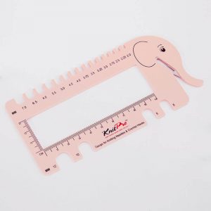 Линейка "Слон" для измерения размера спиц и плотности вязания с резаком для нити, пластик/металл, ро